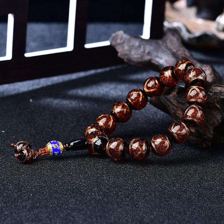 Achat Drachen Armband mit kupferfarbenen Perlen Naturstein elegant.