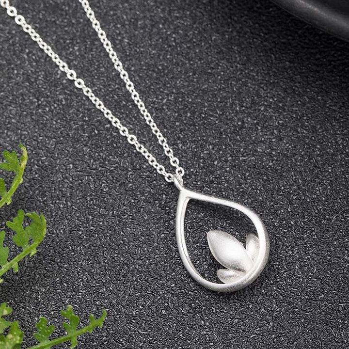 Sterlingsilber Lotus Anhänger Kette Meditation