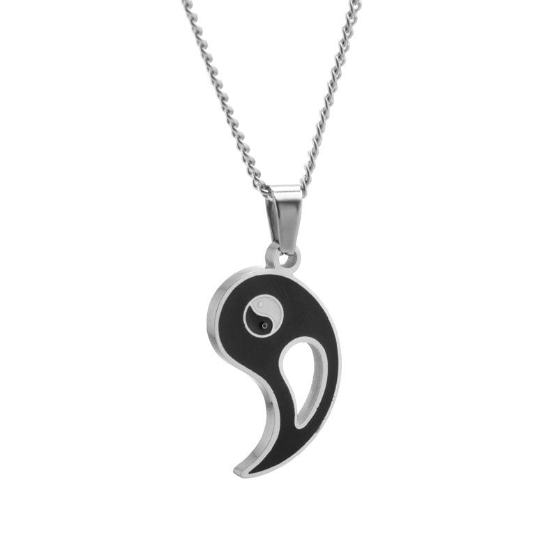 Kette Yin Yang Stein – Bild 4 – Silber Kette Yin Yang Anhänger Schwarz Weiß Stein Naturstein