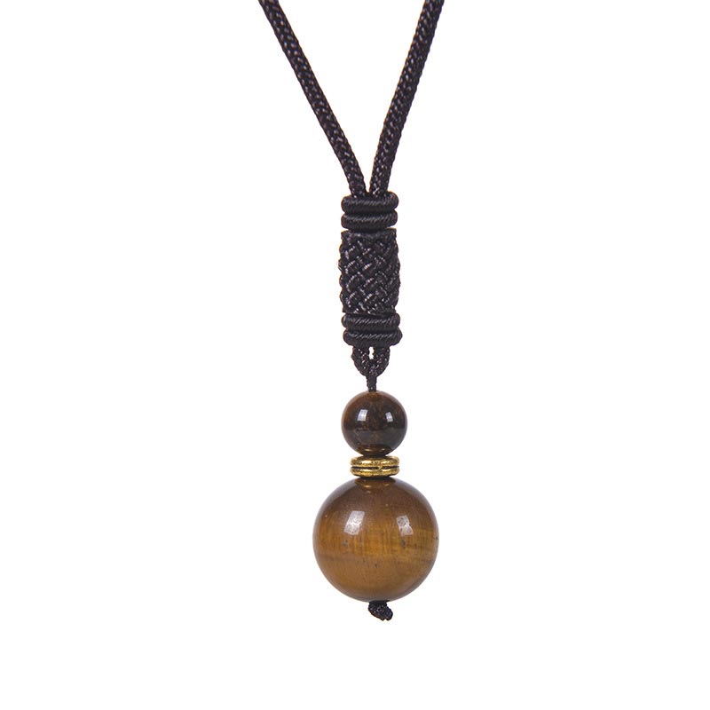Kette Jade Harmonie – Frieden & Wohlstand – Echter Naturstein – Kette Jade Harmonie Frieden Wohlstand braune Holzperlen schwarze Schnur Anhänger