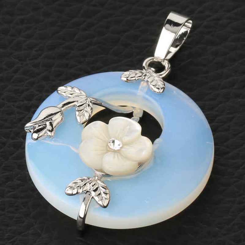 Kette Amethyst Grünaventurin Blume – Heilung & Harmonie – Bild 19 – Blauer Chalcedon Anhänger Silber Blume Weiß Naturstein Kette