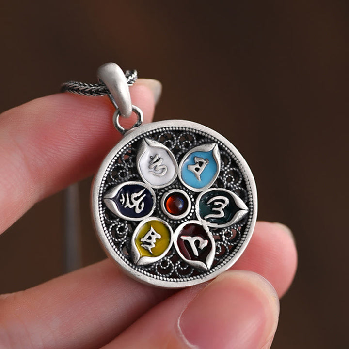 Anhänger Silber Om Mani Padme Hum Chakra Mandala Design Anhänger