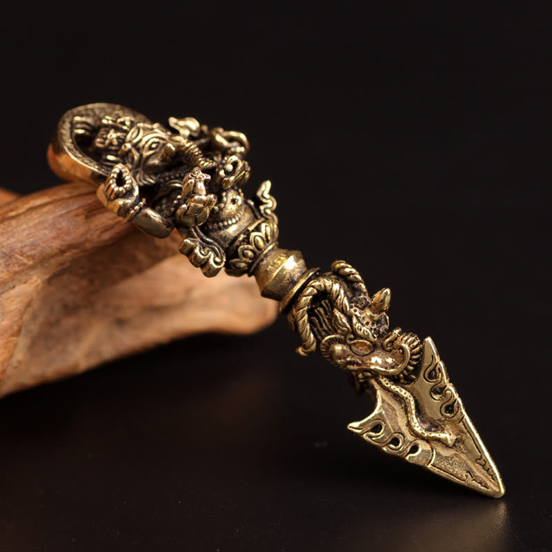 Kette Tibetsteine Ganesha Vajra Wohlstand Bronze Phurba