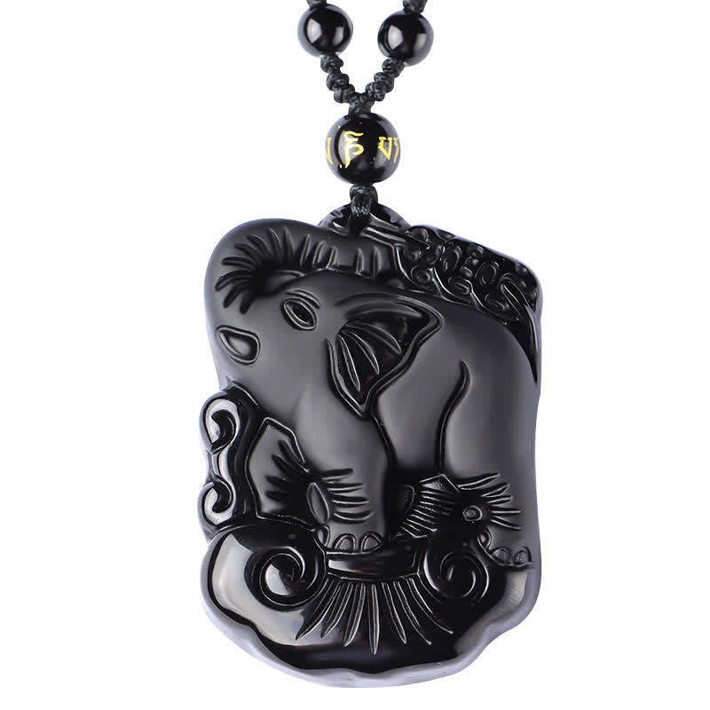 Obsidian Elefant Heilstein – Schutz & Reinigung – Bild 12 – Obsidian Elefant Heilstein Anhänger schwarzer Naturstein Schutzstein Kette