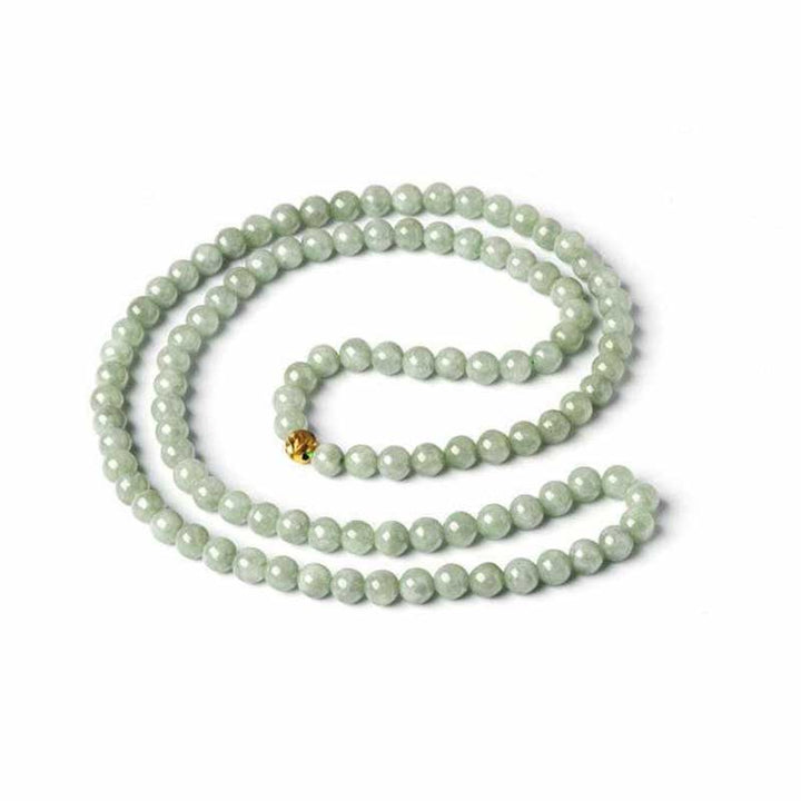 Mala 108 Perlen Jade – Glück hellgrüne facettierte Perlen goldene Zwischenperle