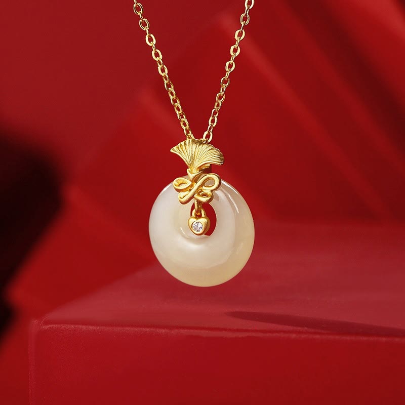 Kette Hetian Jade Lotus Gold Wohlstand