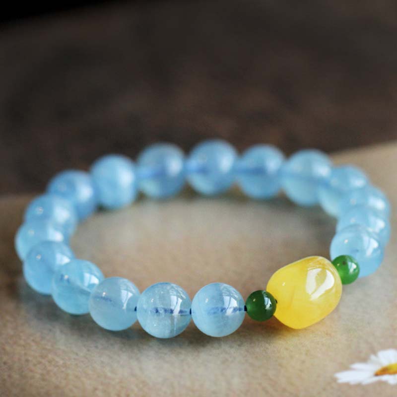 Armband Aquamarin – Heilung & Energie mit gelben und grünen Steinen
