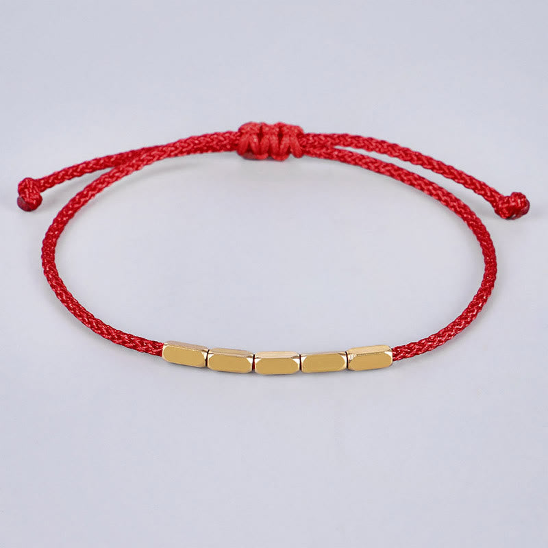 Rotes Armband Kupfer – Schutz mit goldenen Perlen elastisch