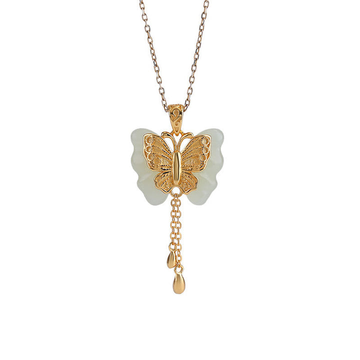 Anhänger Schmetterling Jade Gold Segen Charm