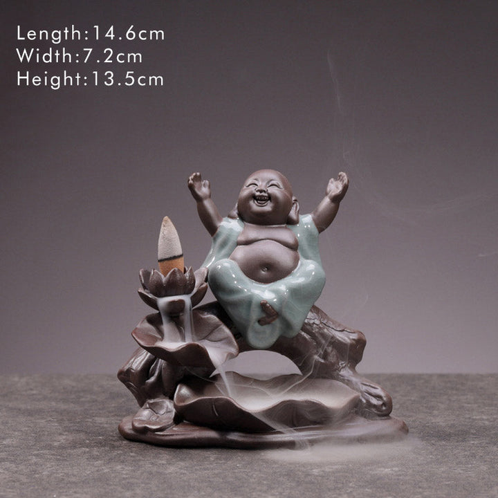 Räucherstäbchenhalter Mönch Lotus Keramik Fortune Buddha