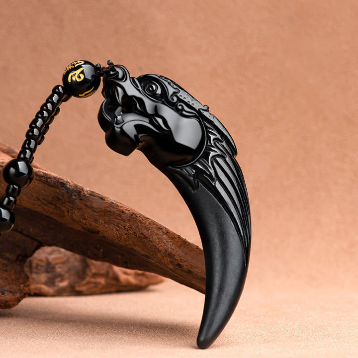 Kette schwarze Jade Drachen Natur Tierkreis Schutz
