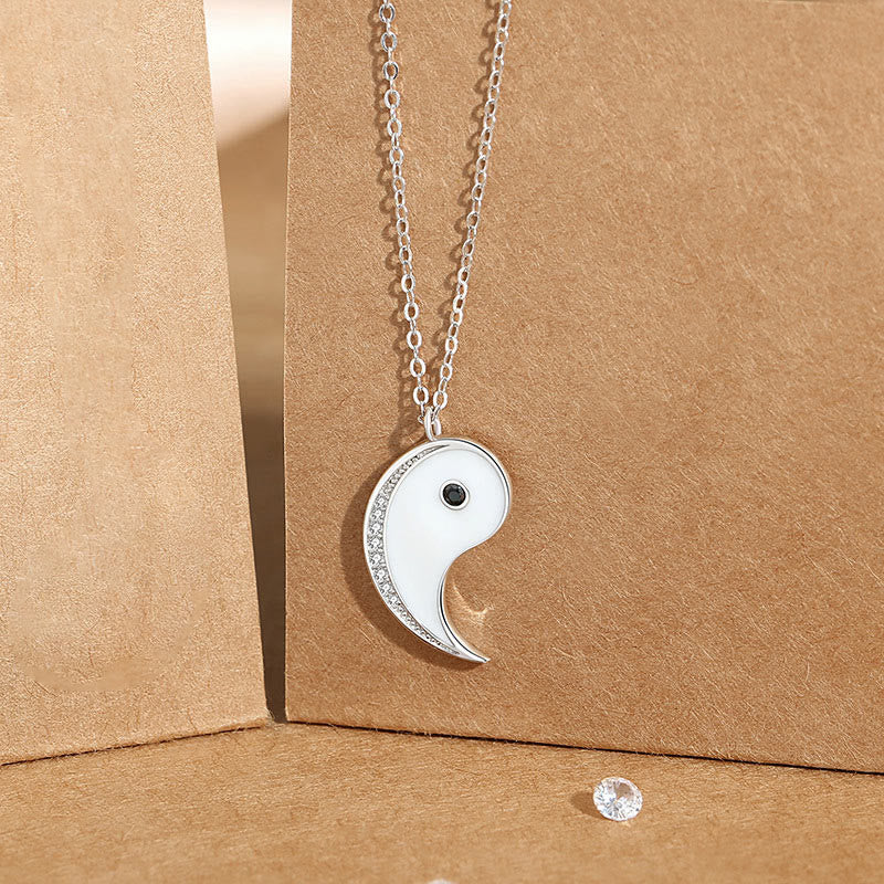Kette Sterlingsilber Yin Yang Weiss Elegant