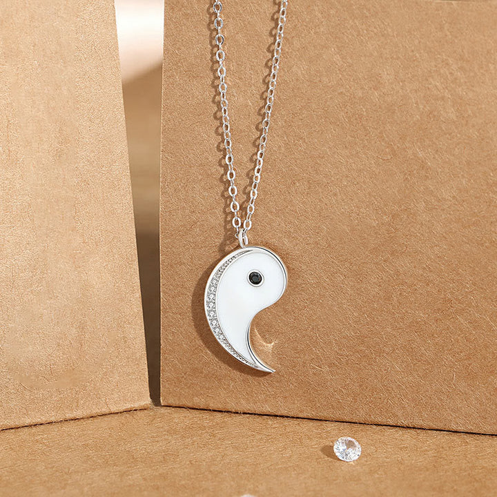 Kette Sterlingsilber Yin Yang Weiss Elegant
