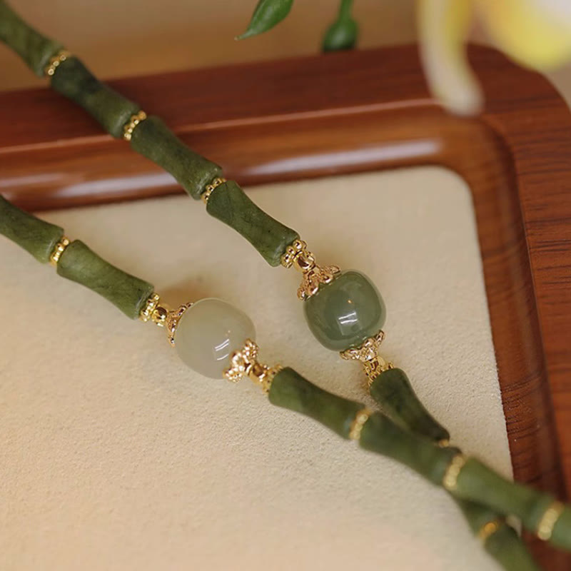 Armband Hetian Jade & Peridot - Bambus