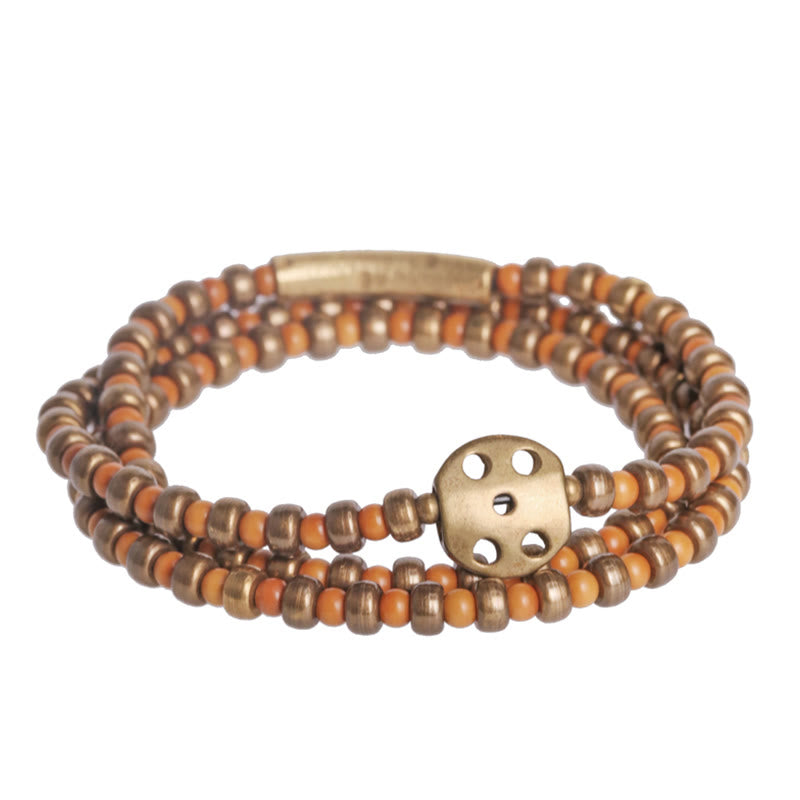 Armband Kupfer – Wohlstand Stärke mit Perlen elastisch getragen