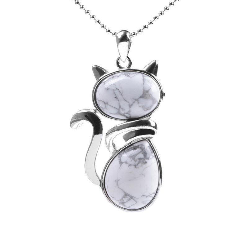 Silberne Kette Amethyst Katze Anhänger Schutz Harmonie Naturstein