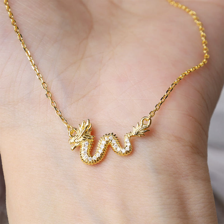 Kette 925er Silber Drachen Jahr Glück gold Zirkonia