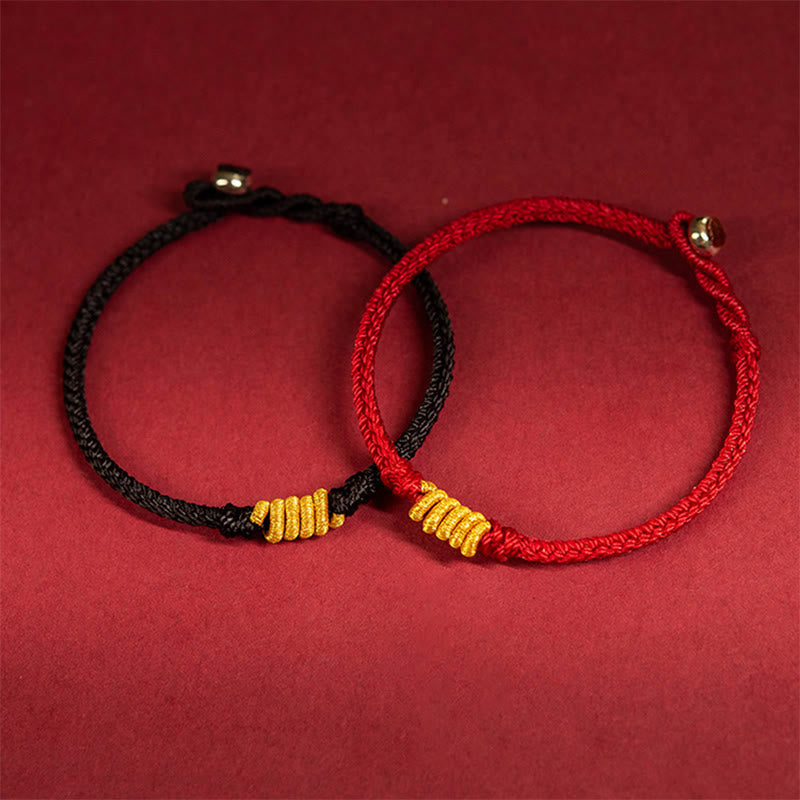 Rotes und schwarzes Armband – Schutz & Glück Energie mit Goldperlen