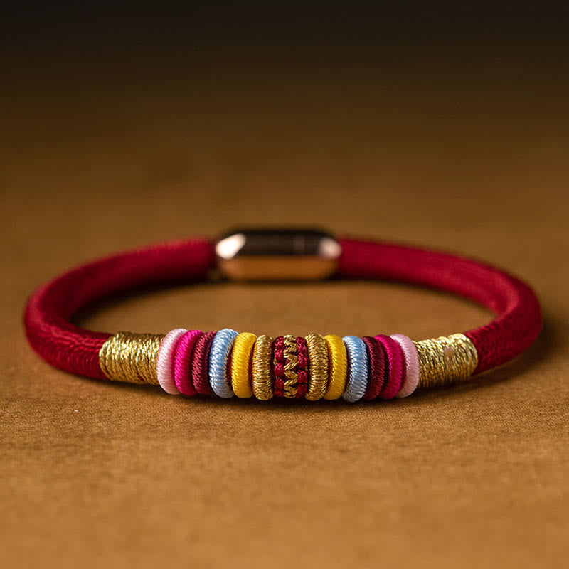 Rotes Armband mit bunten Perlen Magnetisch Schutz Energie elegant