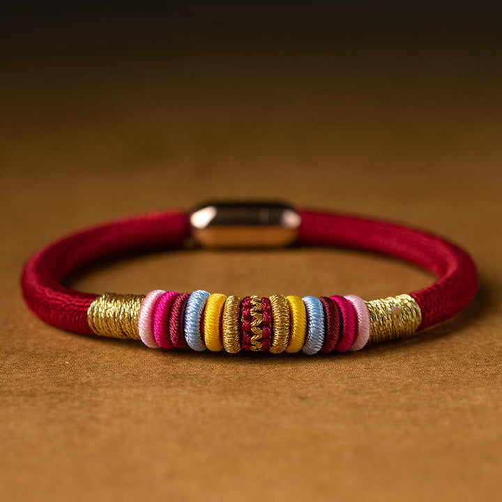 Rotes Armband mit bunten Perlen Magnetisch Schutz Energie elegant