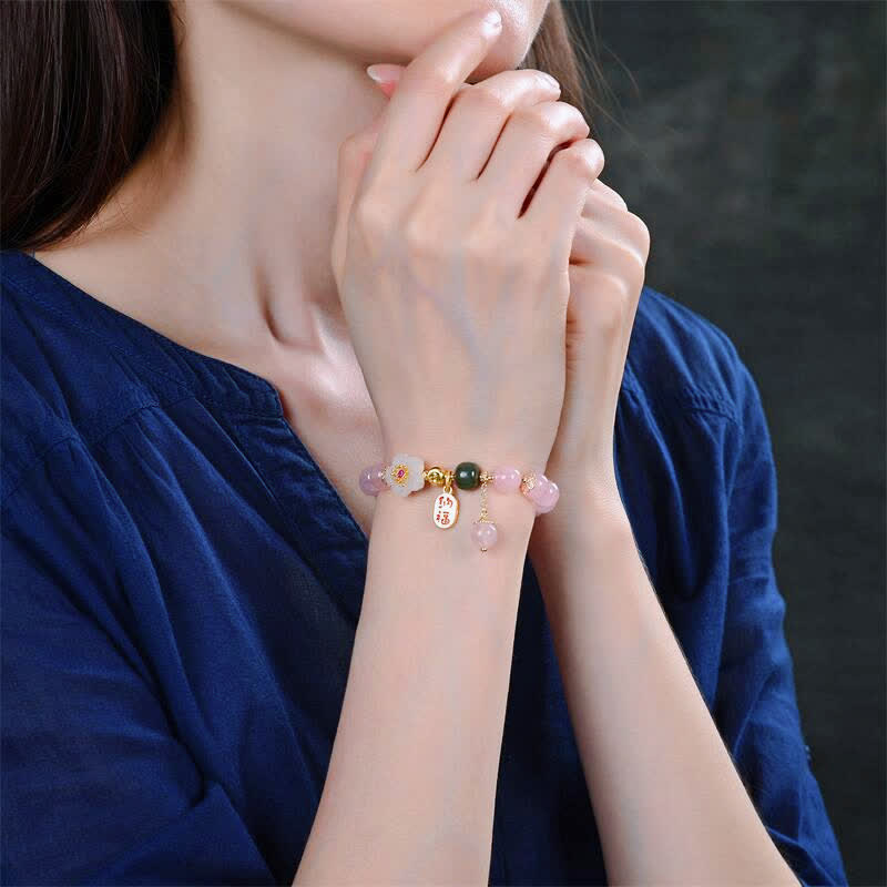 Armband Kristall Jade – Liebe mit rosa Steinen eleganter Schmuck