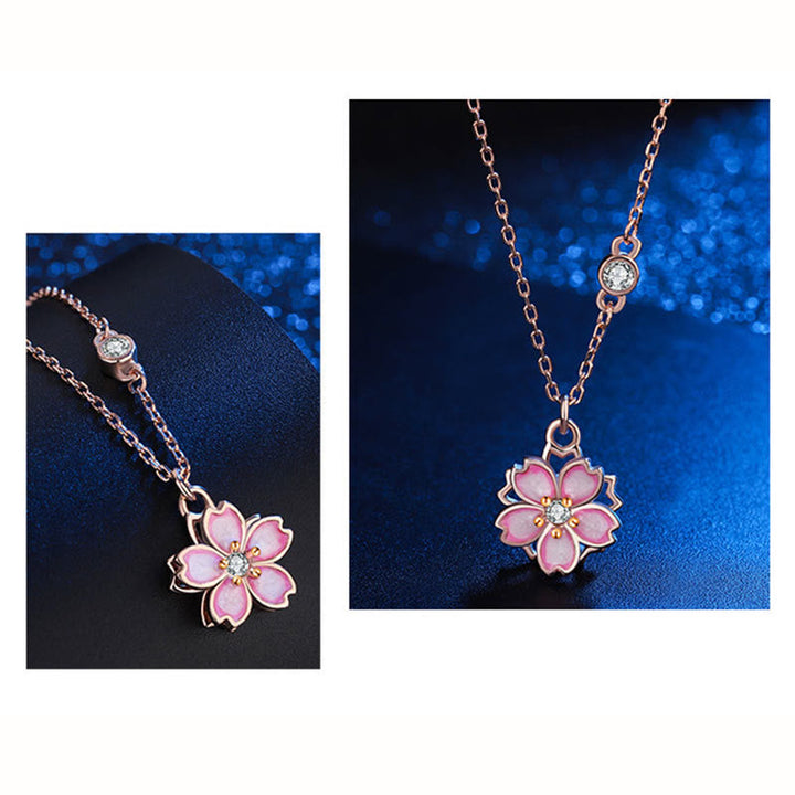Kette 925er Silber Kirschblüte rosa Roségold Zirkonia