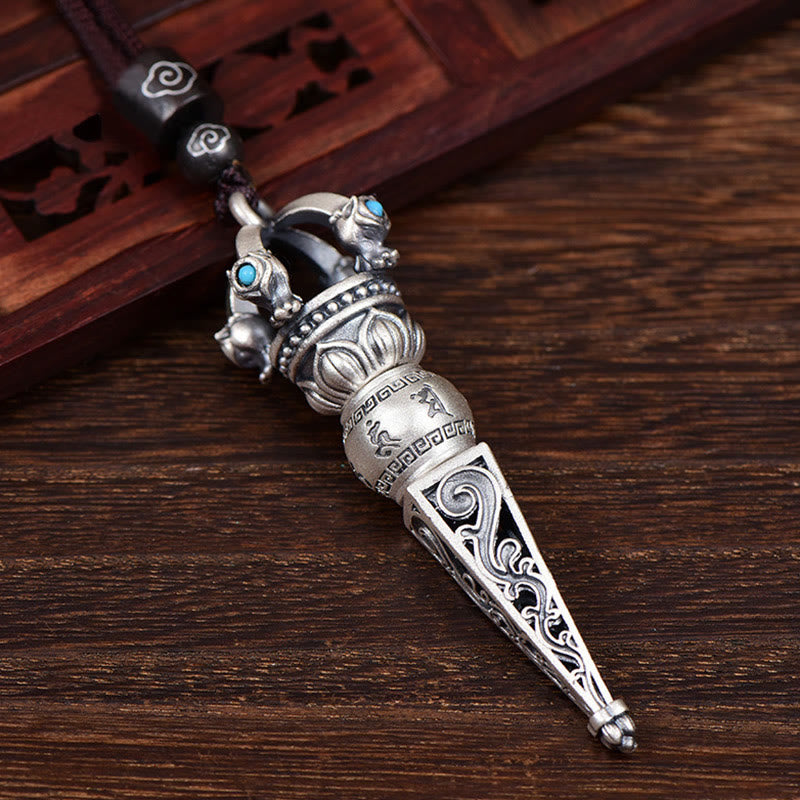 Kette Sterling Silber Dorje Vajra Anhänger spirituelles Symbol Weisheit