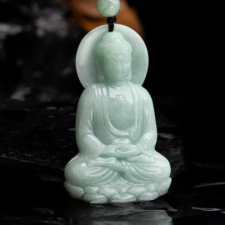 Anhänger Kette Jade Amitabha Buddha Mitgefühl grün