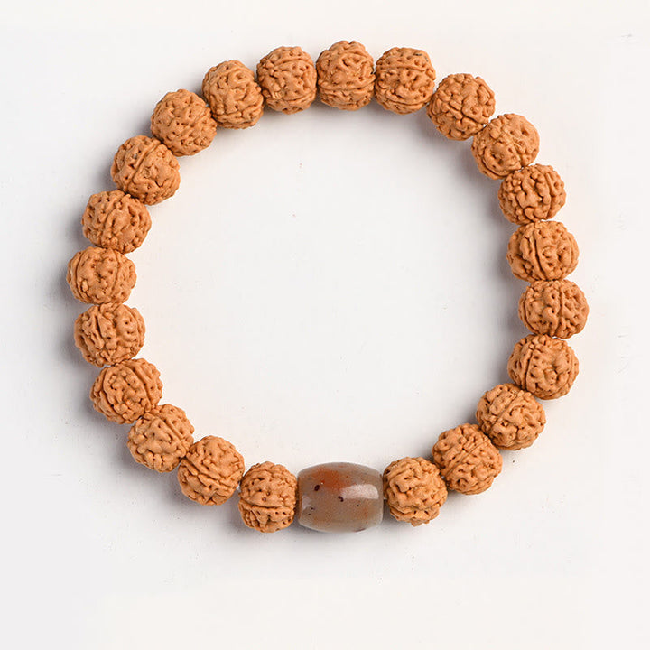 Armband Bodhi – Wohlstand mit braunem Achat Naturstein elastisch.