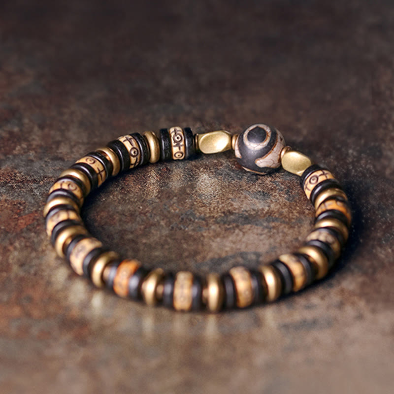 Armband Ebenholz – Stärke & Energie mit bronzenen Perlen und Natursteinen