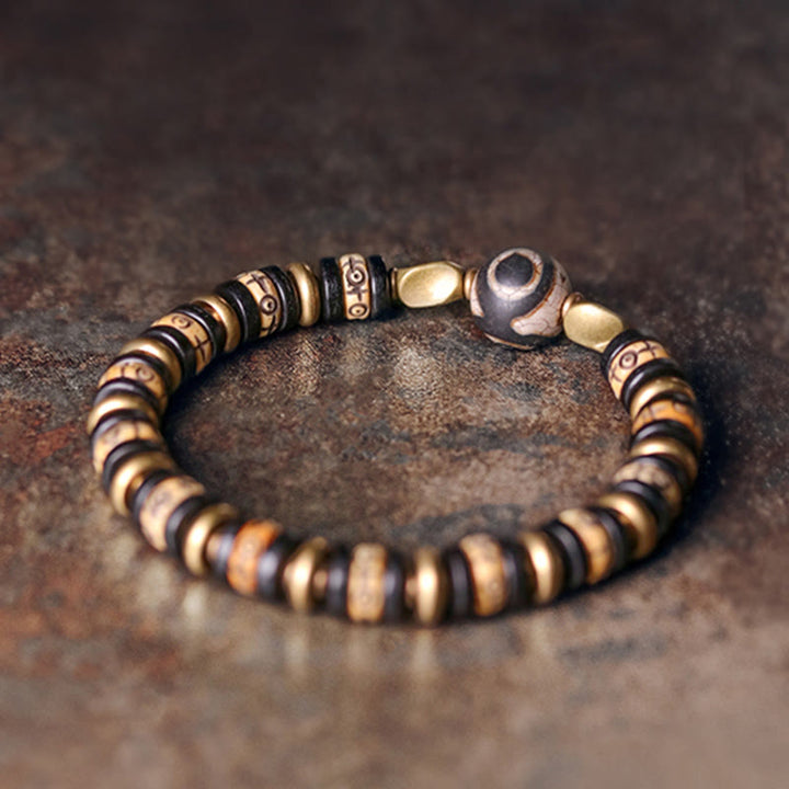 Armband Ebenholz – Stärke & Energie mit bronzenen Perlen und Natursteinen