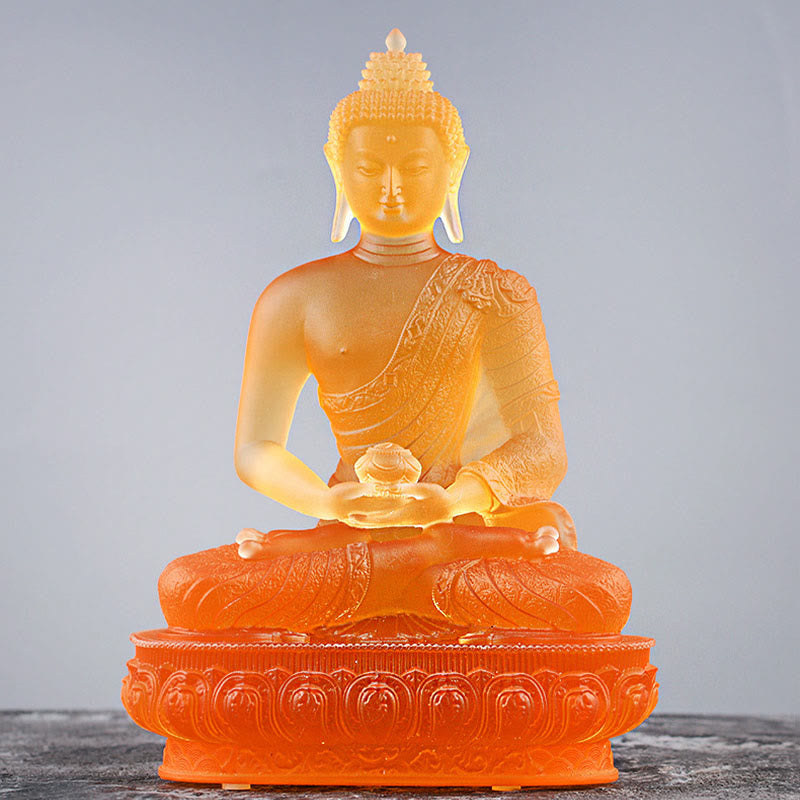 Buddha-Statue Liuli Kunst Serenität Orange Buddha