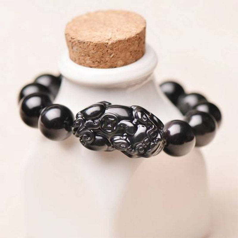 Armband Feng Shui Pixiu Obsidian  "Wohlstand"