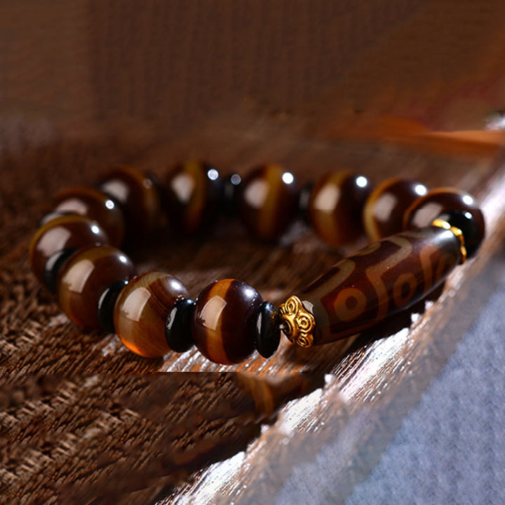 Armband Achat – Wohlstand & Segen braune Natursteine elastisch getragen