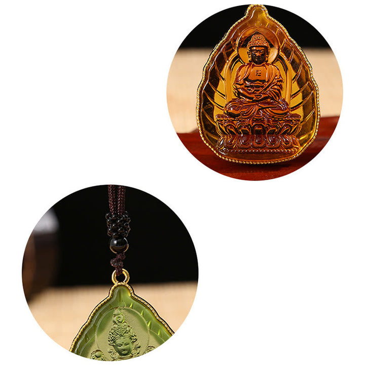 Kette Liuli-Kristall Buddha Tibet Anhänger Bernstein