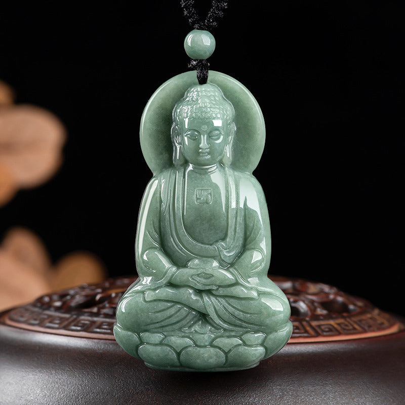 Anhänger Kette Jade Amitabha Buddha Mitgefühl grün
