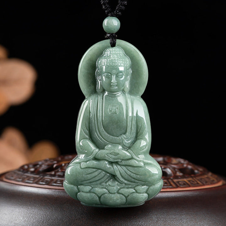 Anhänger Kette Jade Amitabha Buddha Mitgefühl grün