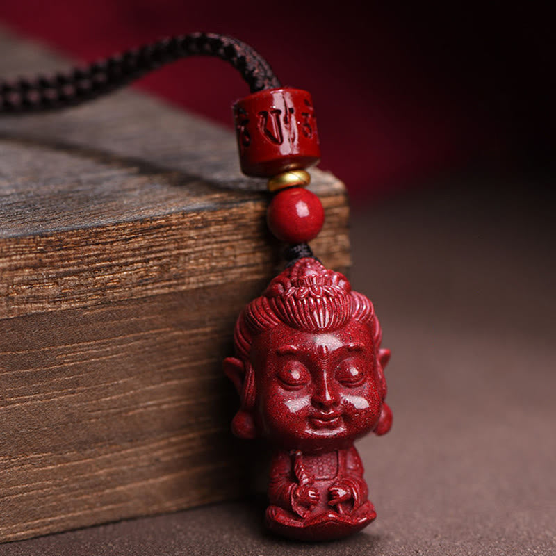 Kette Zinnober Buddha Anhänger rot Edelstein