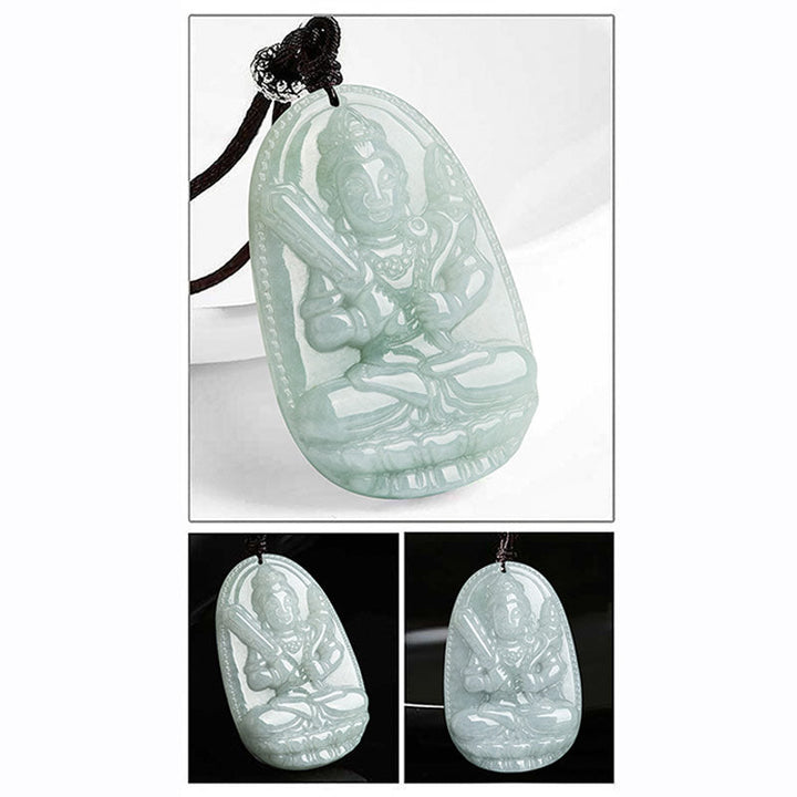 Kette Jade Tierkreis-Buddha Wohlstand Anhänger Schnur