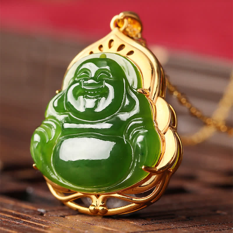 Buddha Pendant Jade Grün Glück Kette – Harmonie
