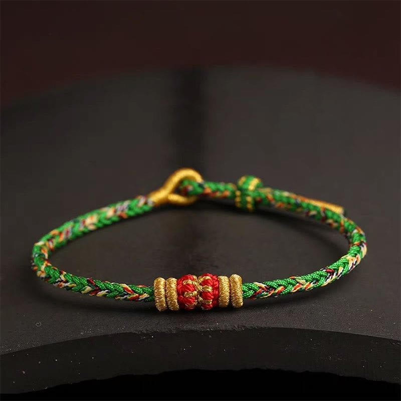 Armband Bunt Geflochten Knoten – Glück mit goldenen Perlen Schmuck