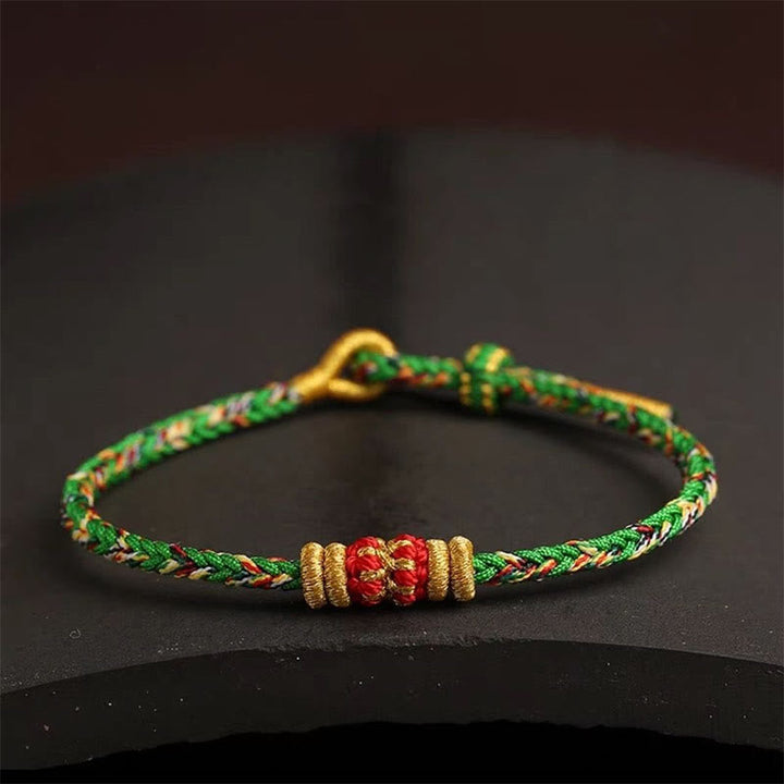 Armband Bunt Geflochten Knoten – Glück mit goldenen Perlen Schmuck