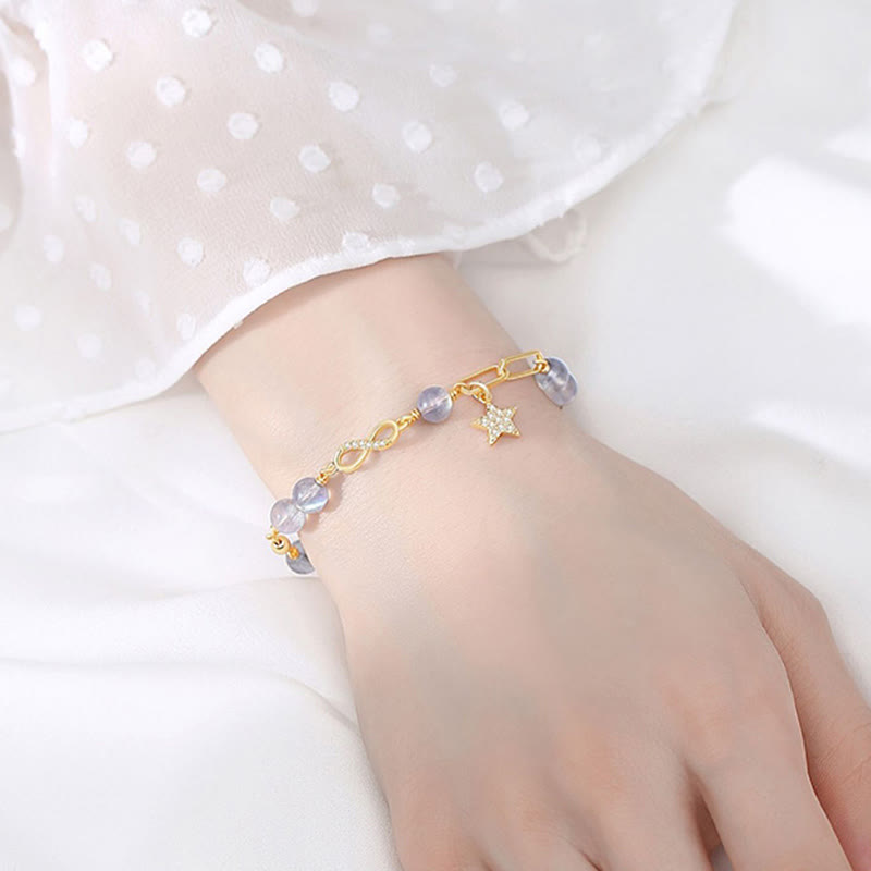 Armband Mondstein Perlen Goldkette Stern Charm elegant Handgelenk