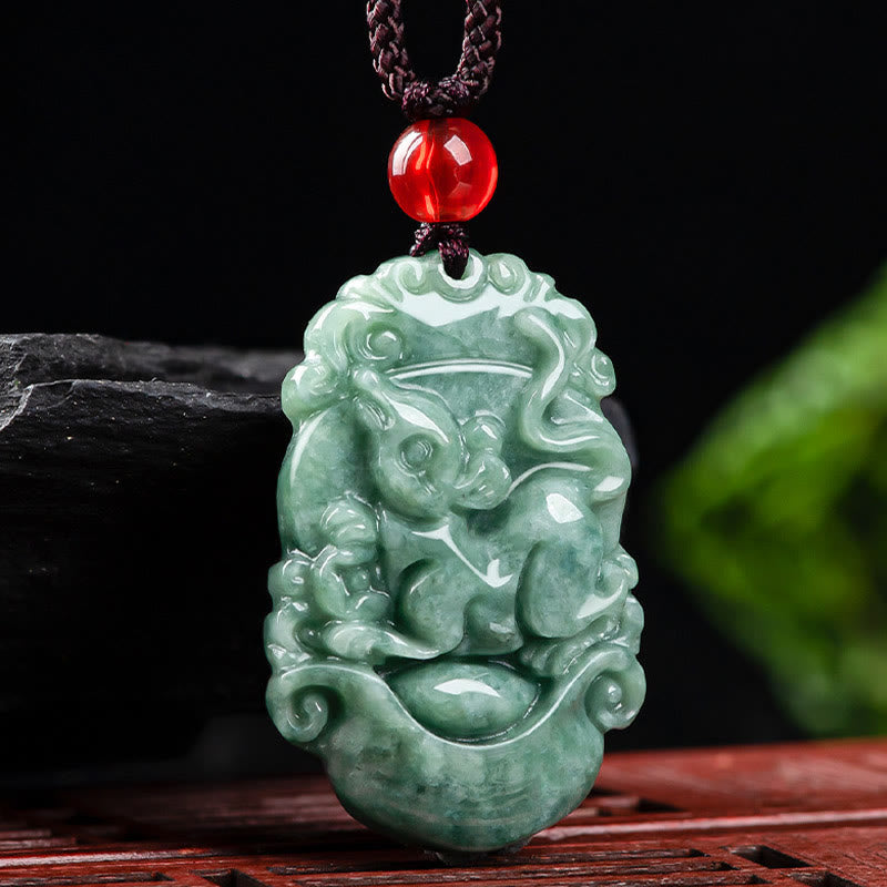 Kette Jade Chinesischer Tierkreis – Wohlstand & Fokus – Bild 10 – Jade Kette Chinesischer Tierkreis grüner Naturstein Anhänger Wohlstand