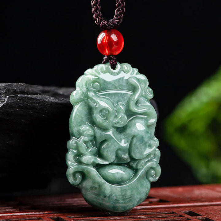 Kette Jade Chinesischer Tierkreis – Wohlstand & Fokus – Bild 10 – Jade Kette Chinesischer Tierkreis grüner Naturstein Anhänger Wohlstand