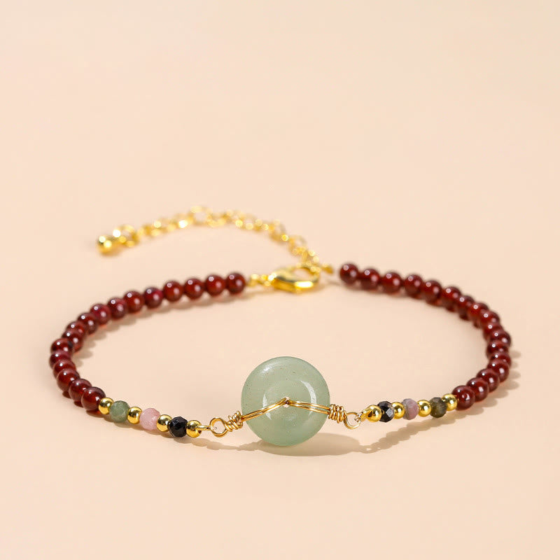 Armband Granat mit grünem Jade Stein elegantes Design Ruhe
