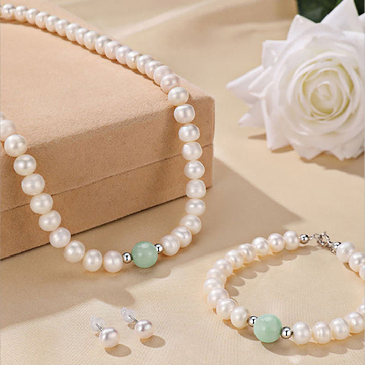 Perle Kette Set Jade elegant Schmuck