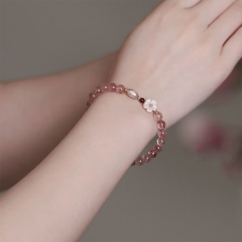 Armband Erdbeerquarz Pfirsichblüte – Liebe
