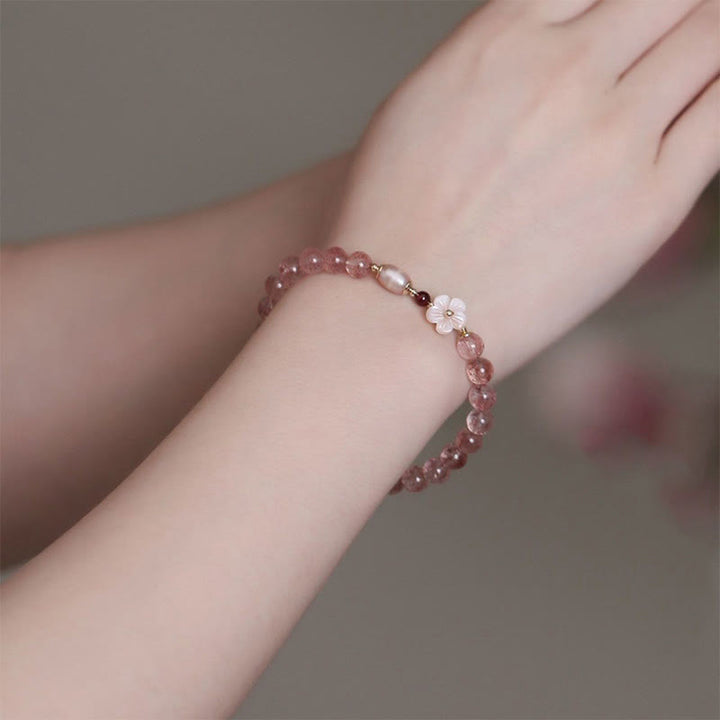 Armband Erdbeerquarz Pfirsichblüte – Liebe