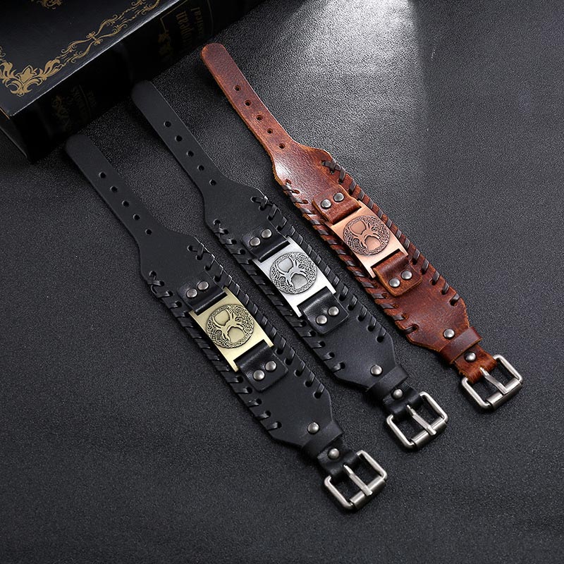 Armband Lebensbaum Leder Braun Vintage - Balance